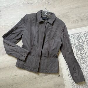 Elie‎ Tahari Structured Jacket Small Braided Embroidered Accents Lined Greige